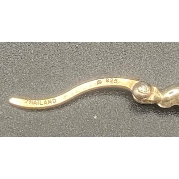 Sterling Silver 925 Heart Hoop Earrings Textured Diamond Cut Thailand 1" 2.62g - Picture 5 of 9